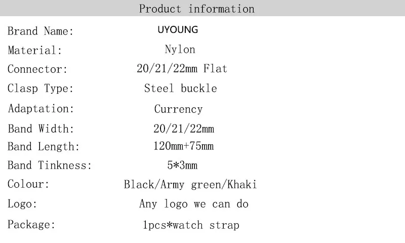 20 мм 21 мм 22 мм нейлоновый ремешок и кожаный ремешок черный армейский зеленый часы аксессуары