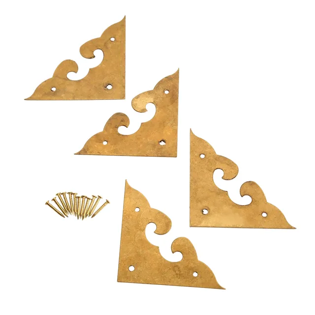 4Pcs 45mm Brass Decorative Corner Bracket Furniture Hardware Antique