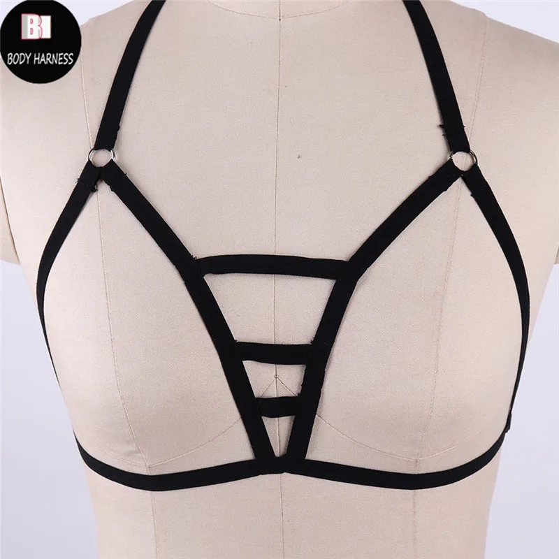 Women Sexy Crop Top Bondage Harness Fetish Elastic Cage Bra Rave Wear Body Harnesses Lingerie Sexy Pastel Goth Suspender Bralett