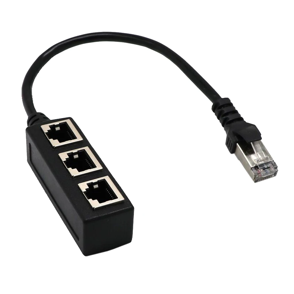 RJ45 1 to 3 Port Ethernet LAN Network Cable Splitter 3Ways Extender Adapter