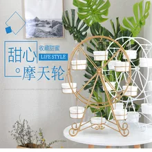 Золотой/белый металл колесо обозрения стойка для кексов сервировочная стойка башня День рождения/Свадебные украшения торта инструменты/продукты без чашек