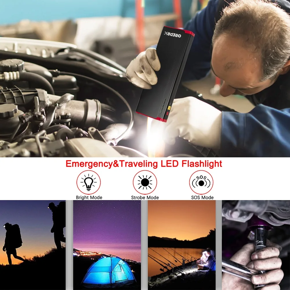 GREPRO Пусковое устройство для стартера усилитель 2000A автомобиля 12V автомобиль