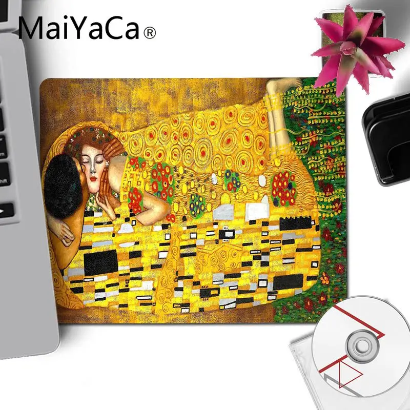 MaiYaCa Поцелуй Густава Климта резиновая мышь настольный коврик для мыши DIY компьютерный игровой коврик для мыши для украшения рабочего стола дизайн в подарок - Цвет: 20X25cm