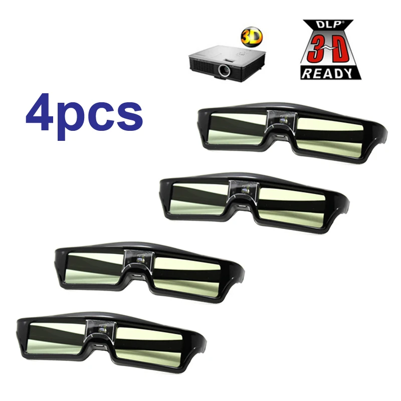 

4pcs/lots 3D glasses Active shutter rechargeable for BenQ W1070 Optoma GT750e DLP 3D Emitter Projector Glasses Free Shipping!