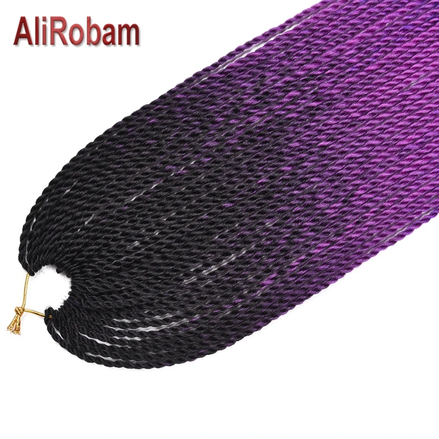 AliRobam 24 дюйма длинные вязанные крючком косички Сенегальские твист Омбре фиолетовые синие женские синтетические плетеные волосы для наращивания 30 прядей/упаковка