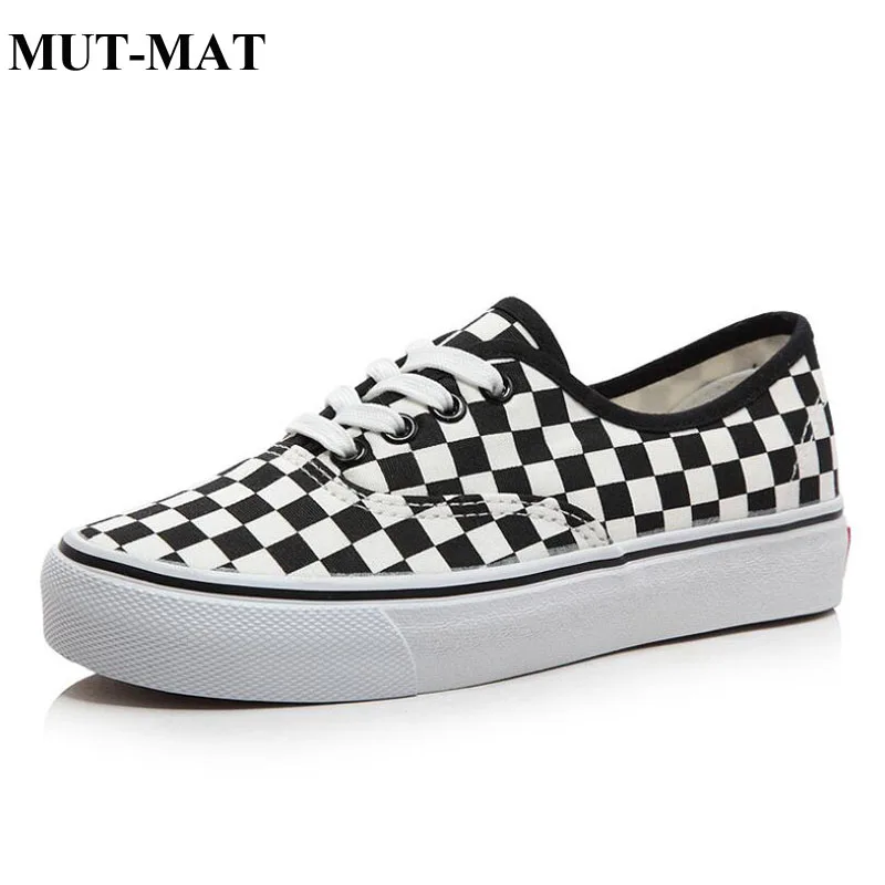 black and white checkered flats