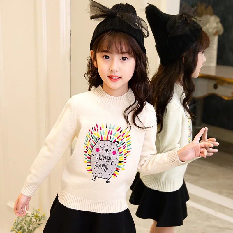 Новая детская одежда, корейский осенне-зимний утепленный бархатный пуловер для девочек, свитер - Цвет: Бежевый