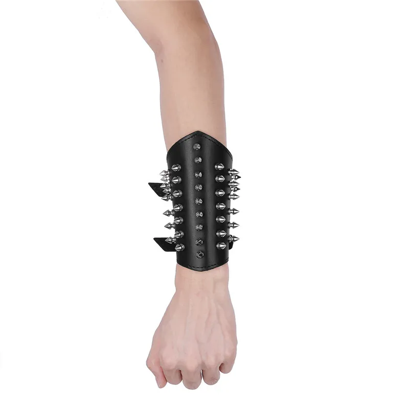 Cosplay Arm Armour Unisex Faux Leather Metal Spikes Gauntlet Wristband Armband