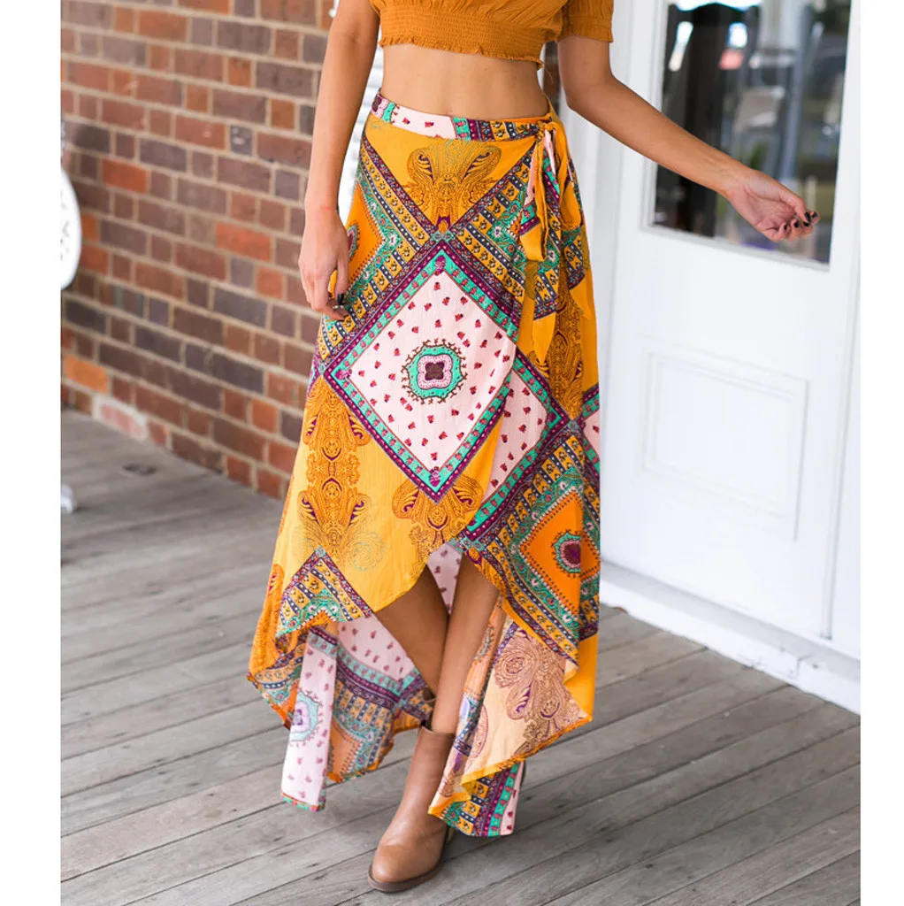 

Chiffon Skirt Ballet Jupe Longue Boheme Plus Size Womens Boho High Waist Skirt Summer Casual Beach Long Floral Skirt Z4