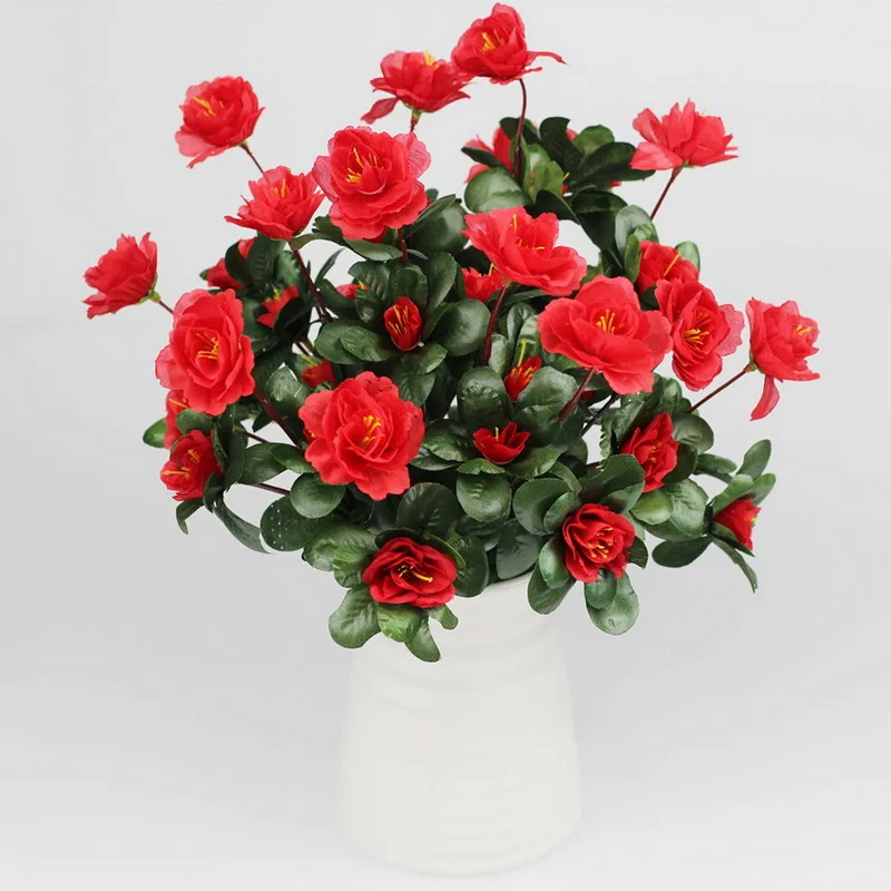 Artificial Flowers Silk flower European Fall Vivid Azaleas Fake Leaf
