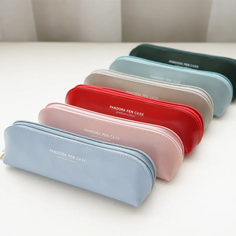 

Candy Color Pencil Bag Pandora Leather Pen Case for School Girl Zipper Pen Bag Cute Pencil Pouch Kawaii Korean Bag Stationery