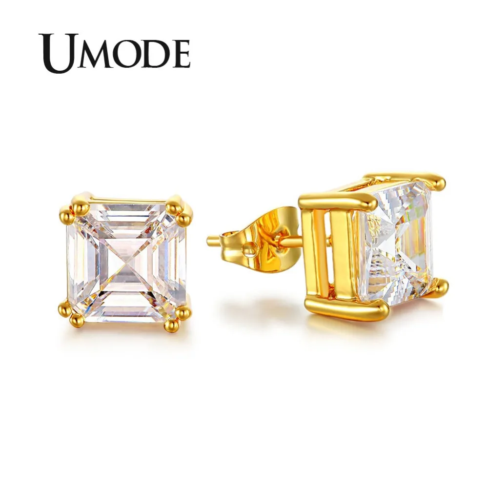 Umode 8 мм 2.5 карат Asscher огранка ясно цирконий позолоченные имитация алмаз сообщение
