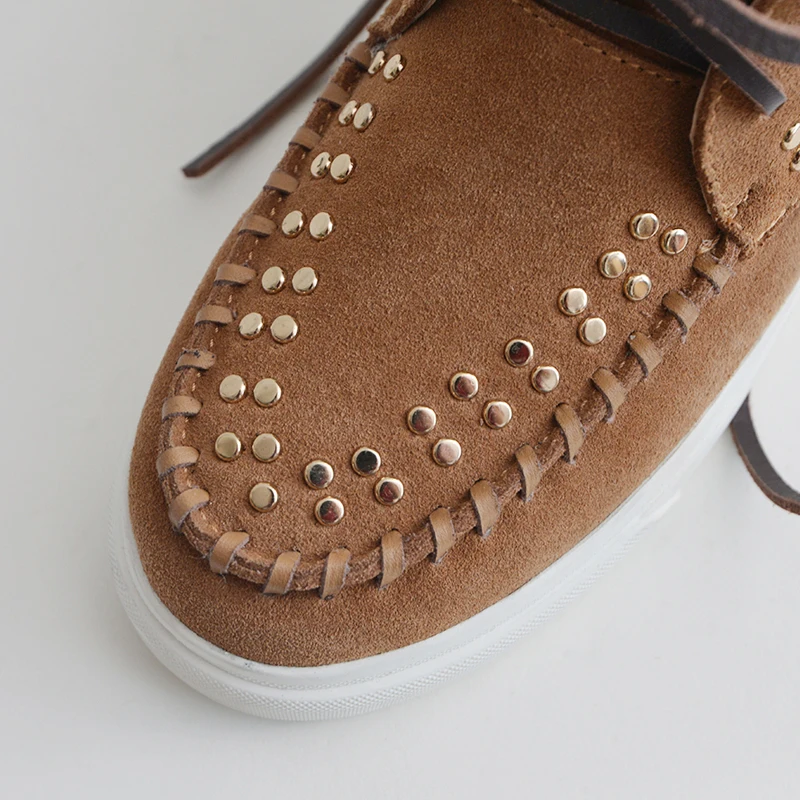 Coton Rivets Ronde Chaussures Femmes Courtes Tête gris Neige Bottes En Chaud Curvaness Laine marron Plat Noir Tube Bretelles De Cuir Mode qtAXa