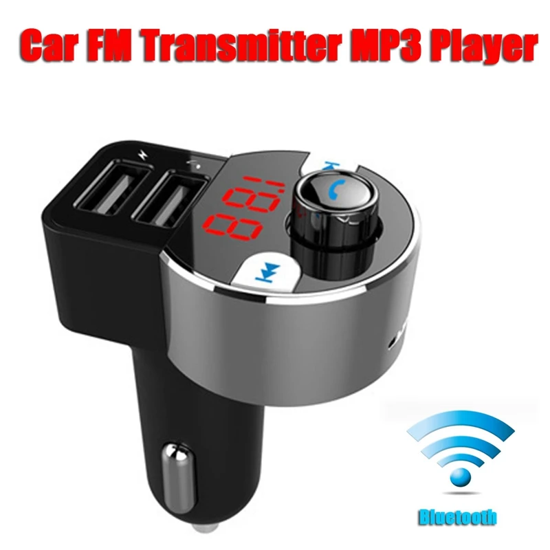 12V-24V Car Bluetooth FM Transmitter MP3 Player with Dual USB Ports Support USB Flash Drive/TF Car Kit Compact Light Weight