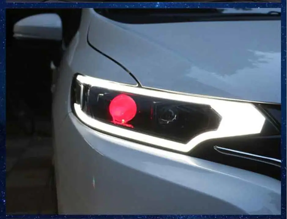 Бампер лампа для автомобиля головной светильник s головной светильник для Honda Fit Jazz налобный фонарь GK5 DRL HI LO луч автомобильные аксессуары - Цвет: Model2 style