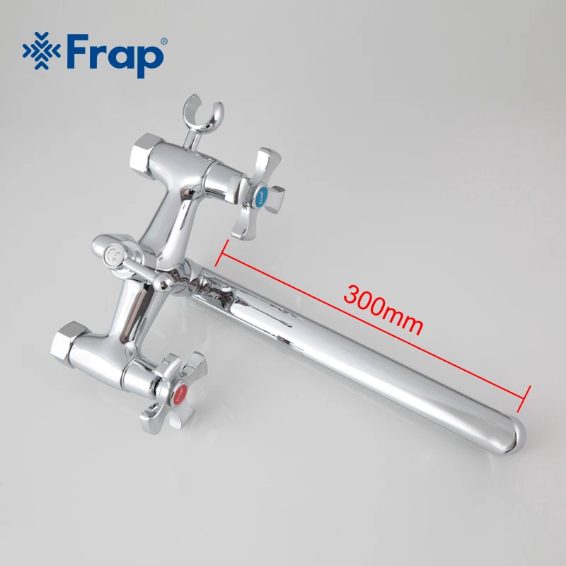 Billig Frap Doppel griff Bad Mischer 30cm edelstahl lange nase outlet messing dusche wasserhahn F2293