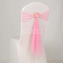 50 шт. стул Пояса Свадебный декор органза Чехлы для стульев Пояса с Искусственный цветок розы события поставки партии