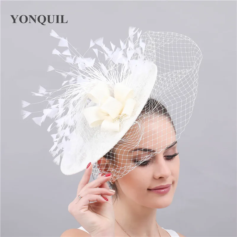Kenducky Ivory Mesh Fascinator Wedding Hats Bbridal Marry Headwear Elegant Ladies Women Chapeau Caps Party Race Headbands Mesh