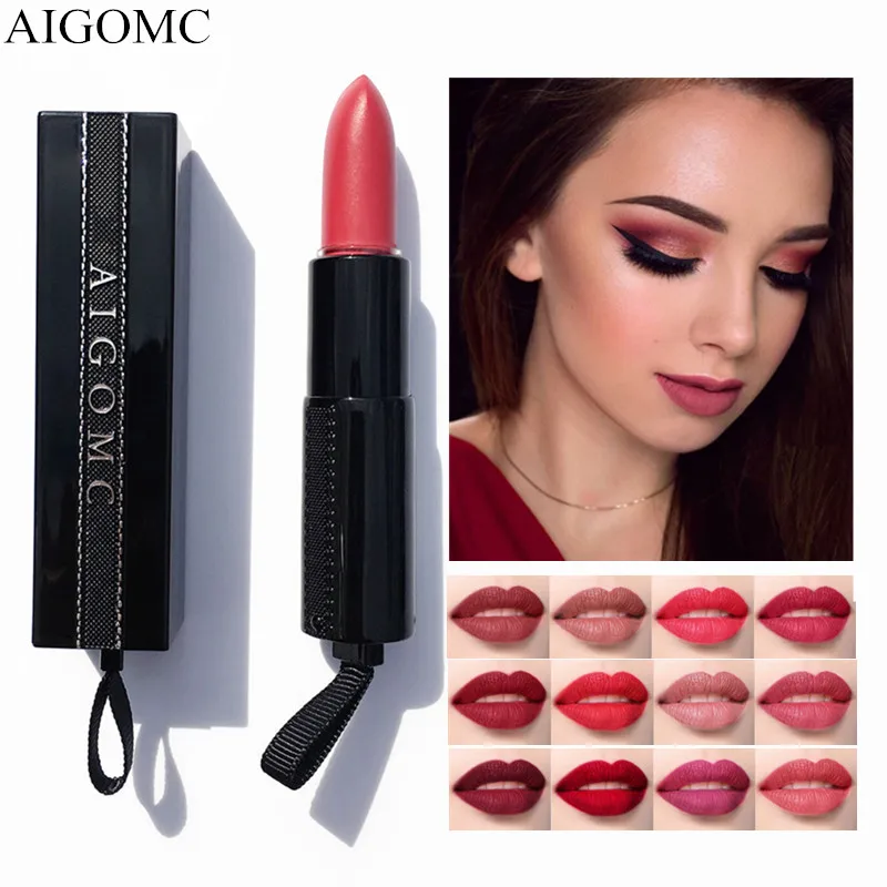 

AIGOMC Lace Matte Moisturizing Lipstick Long Lasting Waterproof Velvety Lipstick Biting Lips Makeup Cosmetics