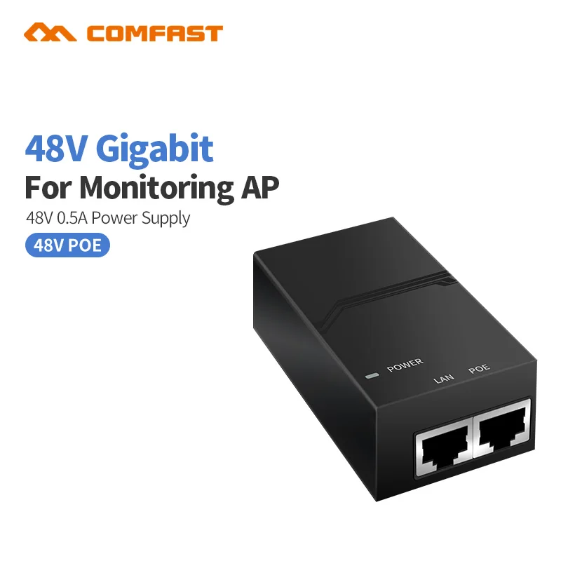 

COMFAST POE Injector for CCTV IP Camera USA or EU Power Over Ethernet Injector POE Switch Ethernet Adapter POE 48V 0.5A