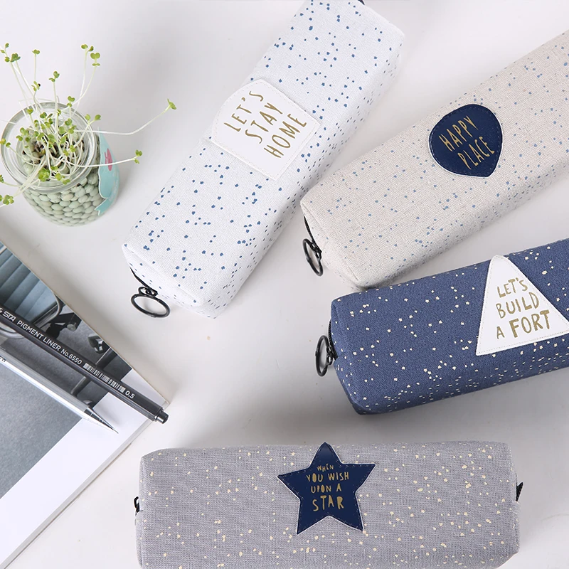 

The New Large Capacity Canvas Pencil Case Star Pen Bags Creative And Brief Student School Supplies