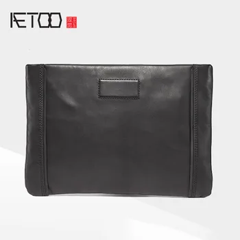 

AETOO Handbag man casual soft leather handbag vintage sheepskin fashion leather man hand grab envelope bag