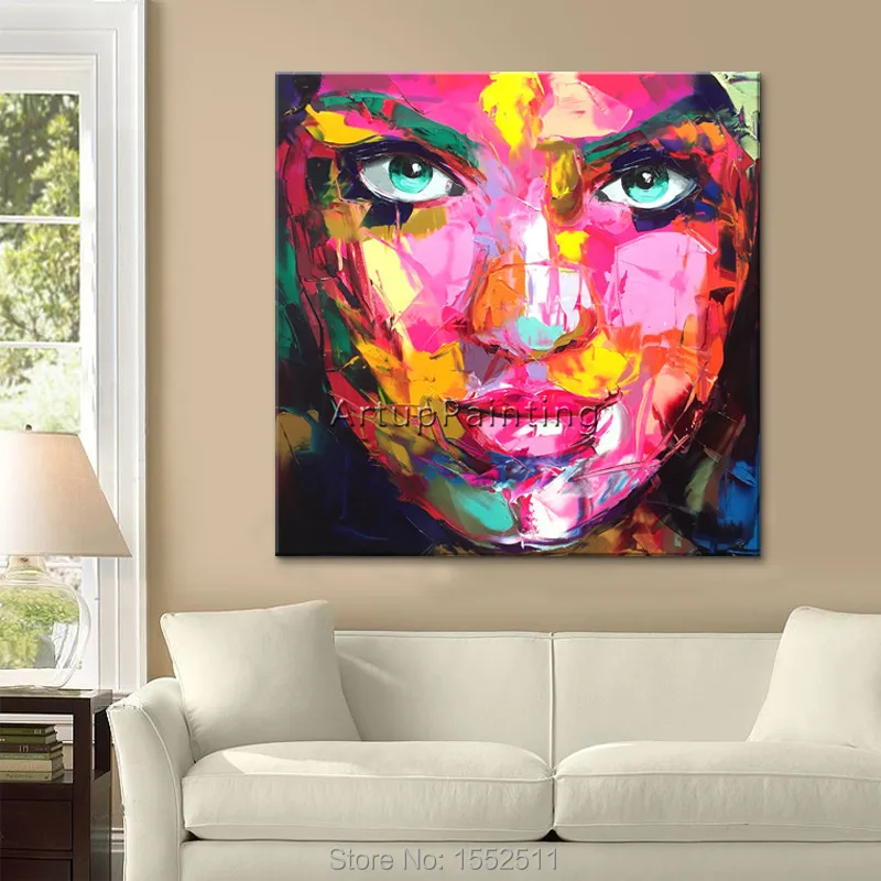 Colorful-Abstract-Face-Painting-Francoise-Nielly-Palette-knife-Portrait ...