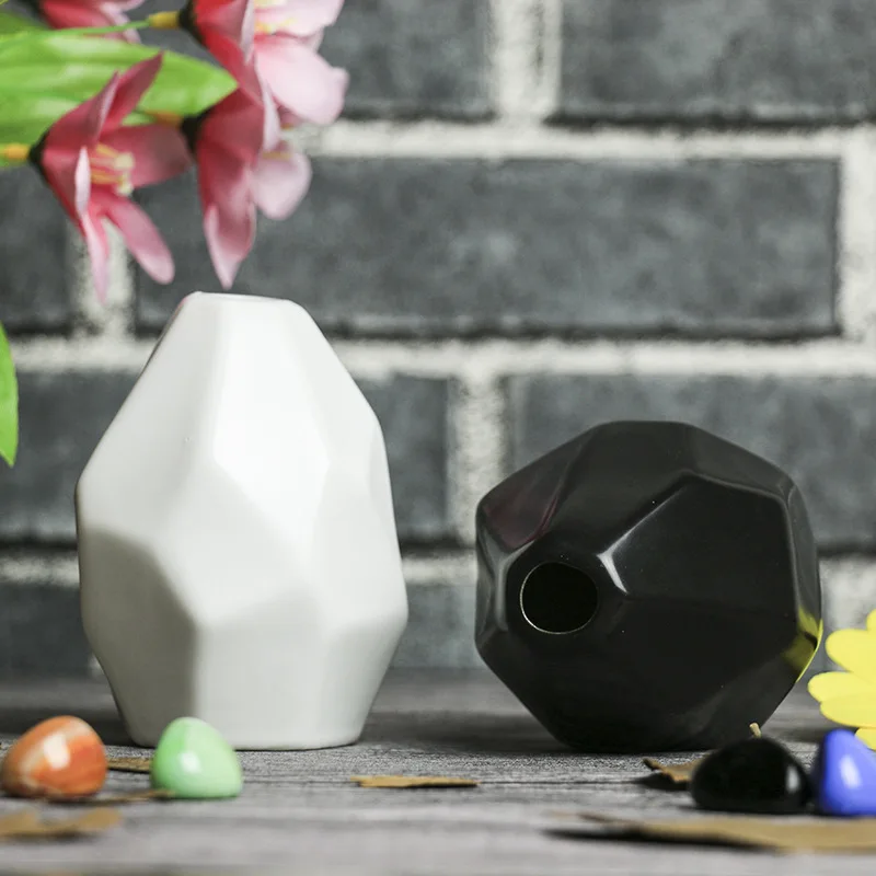9 см Высота маленькая Цветочная ваза для дома орнаменты свадебное украшение черный белый горшок для растений скандинавские алмазные формы современная керамика