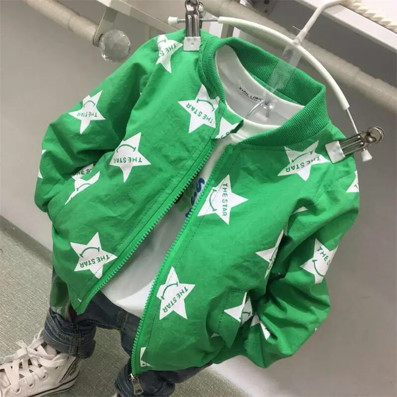 

2-5 Years Fashion Boys Clothes Autumn Boy Jacket Cotton Spring Kids Star Letter Print Zipper Lined Coat Baseball Sweatershirt