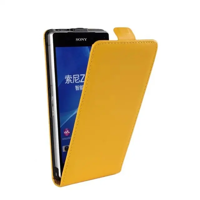 ICover бизнес чехол для Sony Xperia Z1 L39h C6903 Z2 Z3 Чехол Флип Натуральная кожа Coque сумка - Цвет: Yellow