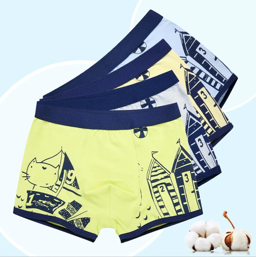 

Super Quality Cotton Underwear For Boys Boxers 4 Colors Teenagers 3 To 14 Years Printed Shorts Young Men Panties 2 PCS / Sets