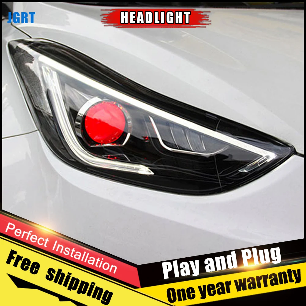 2 шт. автомобиль Стиль светодиодный фары для Hyundai Elantra 2011 2016 головная лампа