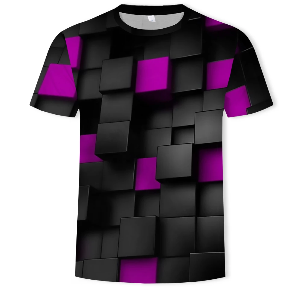 

Summer Style Fashion Print 3D T shirt Men 2019 Newest Geometric square Vertigo Hypnotic colorful Printing Short sleeved Tees