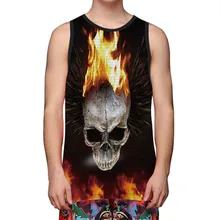 Новая мода Горячая мужская индивидуальность повседневная печатная череп тонкая майка без рукавов Блузка спортивная одежда