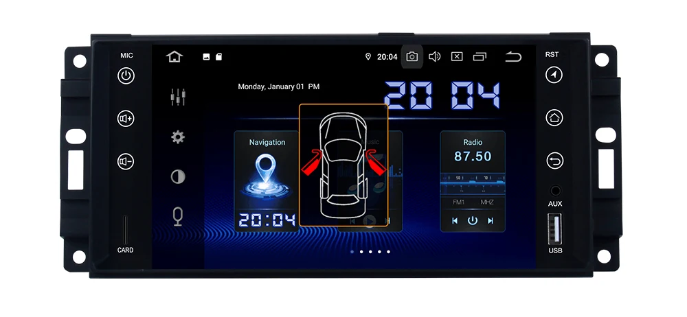 Top Dasaita 7" Android 9.0 Car GPS Stereo Radio for Jeep Wrangler Chrysler Dodge Commander Compass Patriot Grand Cherokee Liberty 9