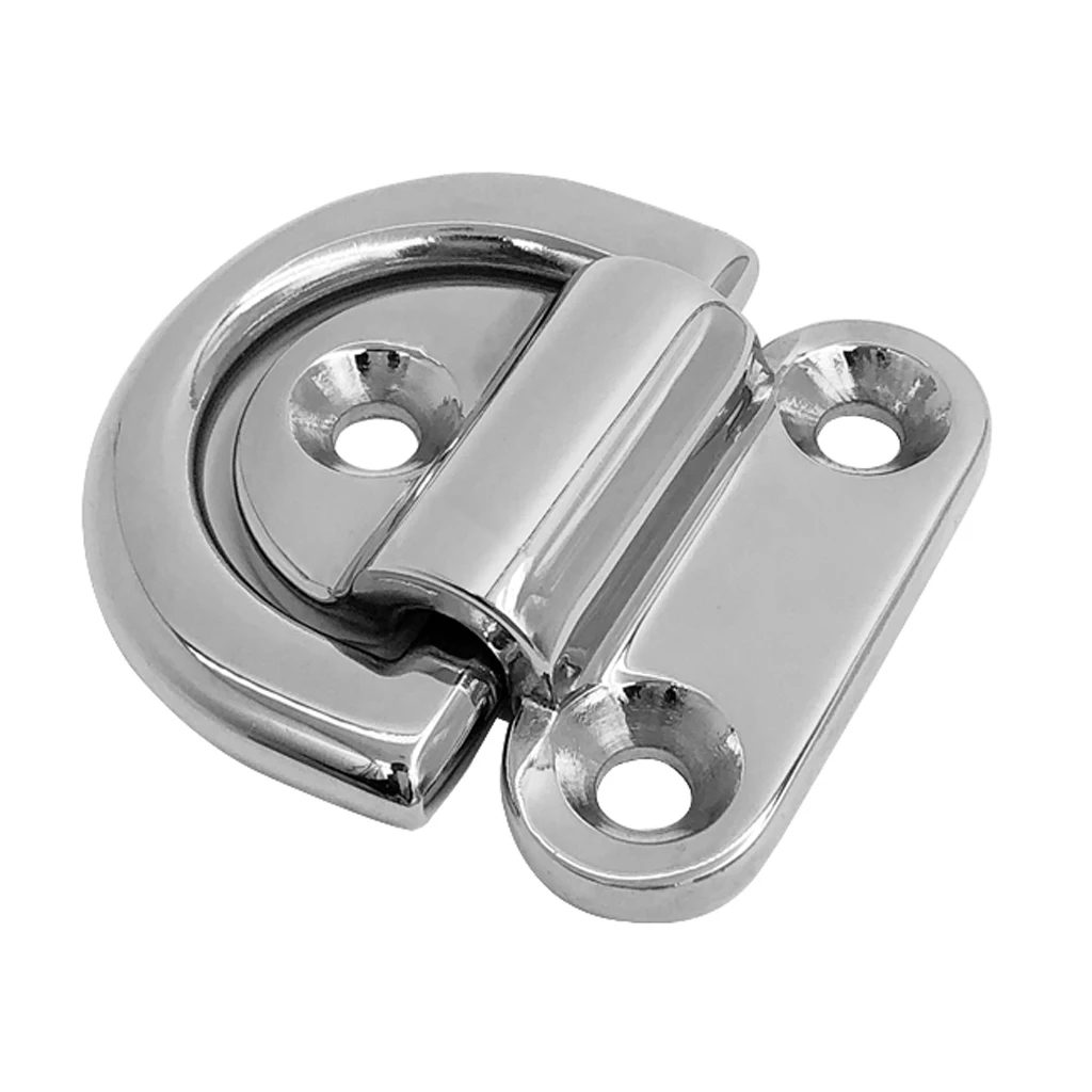 316 Stainless Steel Folding Deck Pad Eyes / Lashing D Ring Tie Down Point Anchor Fixing Cleat Plate For Marine Boat/Trucks etc