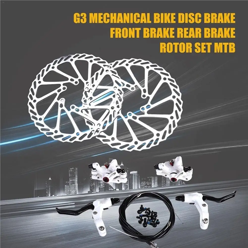 Universal Bike Mechanical Disc Brake Set Including Front and Rear Brake+ 2pcs 160mm Disc Rotors+ 2pcs Clamps+ Install Screws