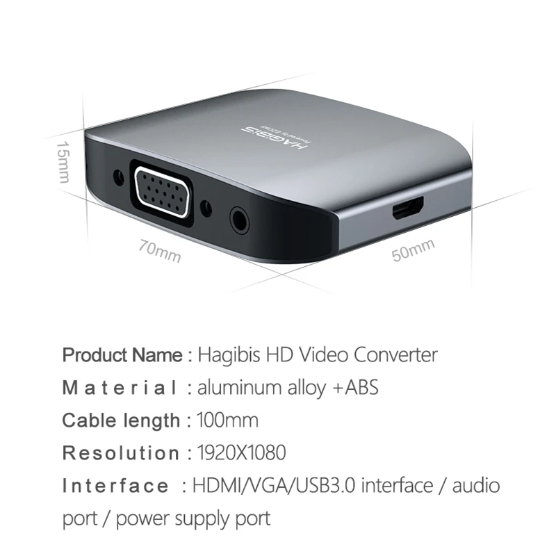 HAGIBIS HDMI VGA HD Adapter PC Video Converter Audio Adapter Mobile phone/Laptop connected to TV Fo