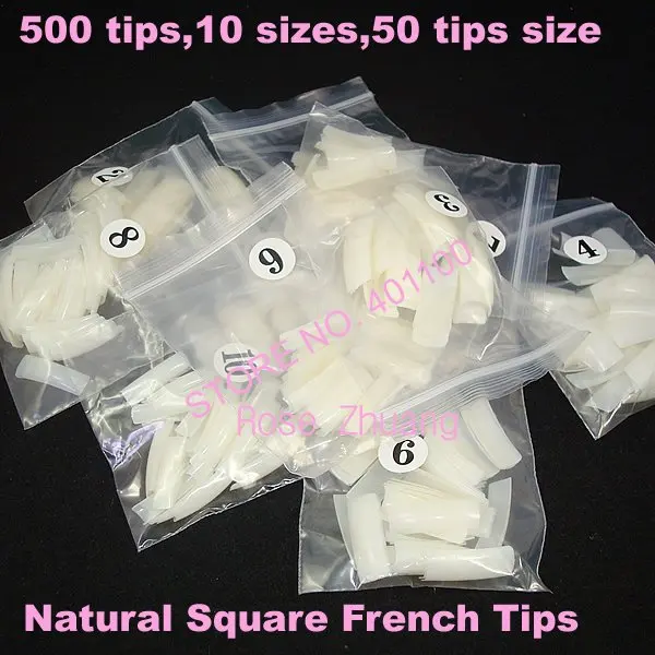 ФОТО 10bags/lot 500 Natural Square French nail art tips Manicure Nail Tools Acrylic Nails dropshipping  A0002X