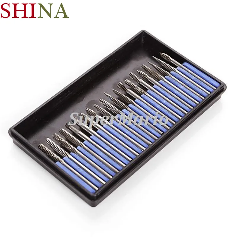 

20pcs 3.175mm 1/8" Shank Tungsten Carbide Rotary Burrs Set for Dremel Accessories Milling Cutter Drill Bit Engraving Bits