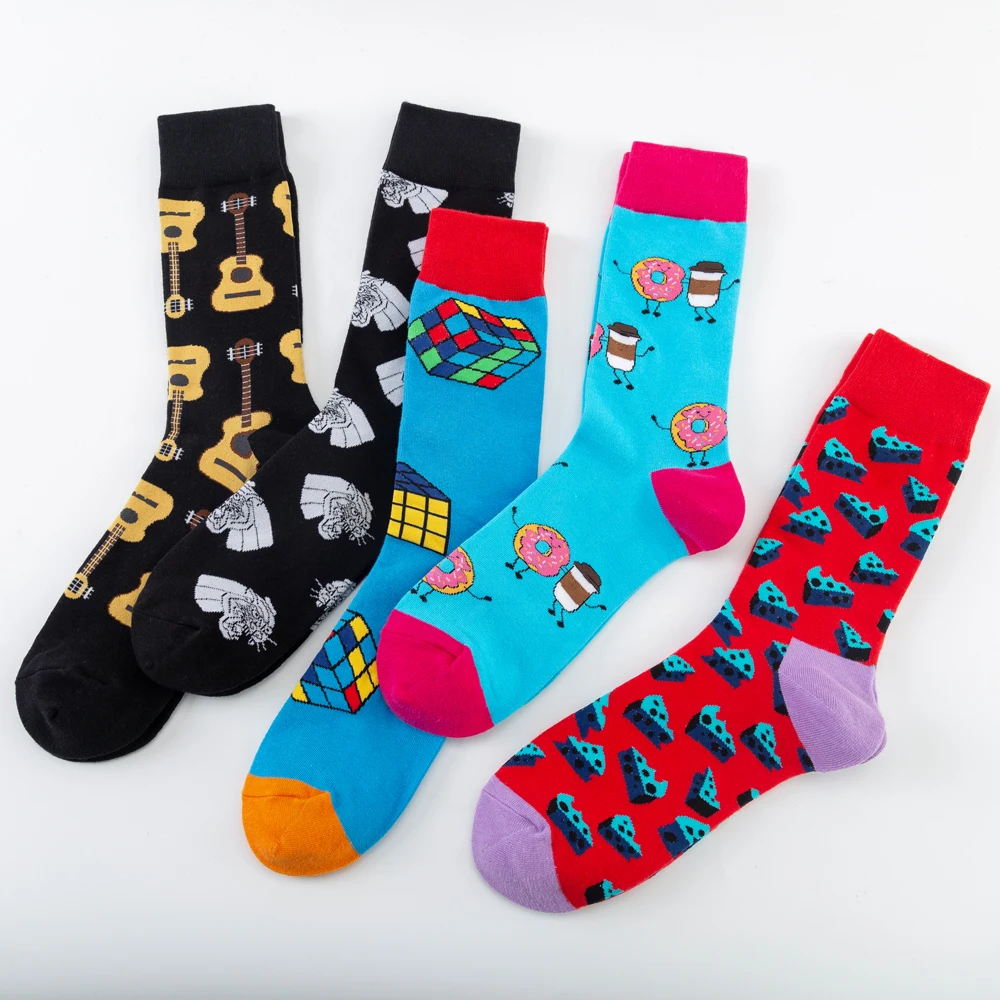 Новые модные носки для свадьбы с изображением волшебного кубика и сыра, мужские забавные креативные повседневные хлопковые цветные носки для мужчин