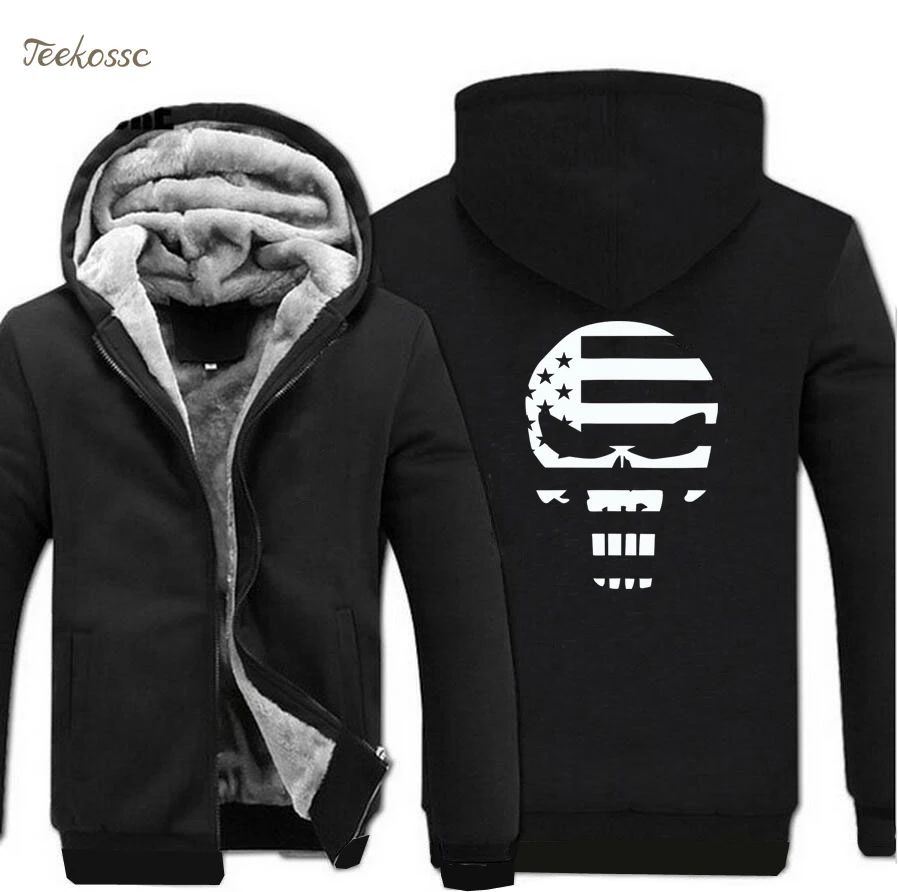 

American Sniper Punisher Skull Navy Seal Hoodie Streetwear Hip Hop Jacket Men 2018 Winter Warm Fleece Sweatshirts Thick Hoodies