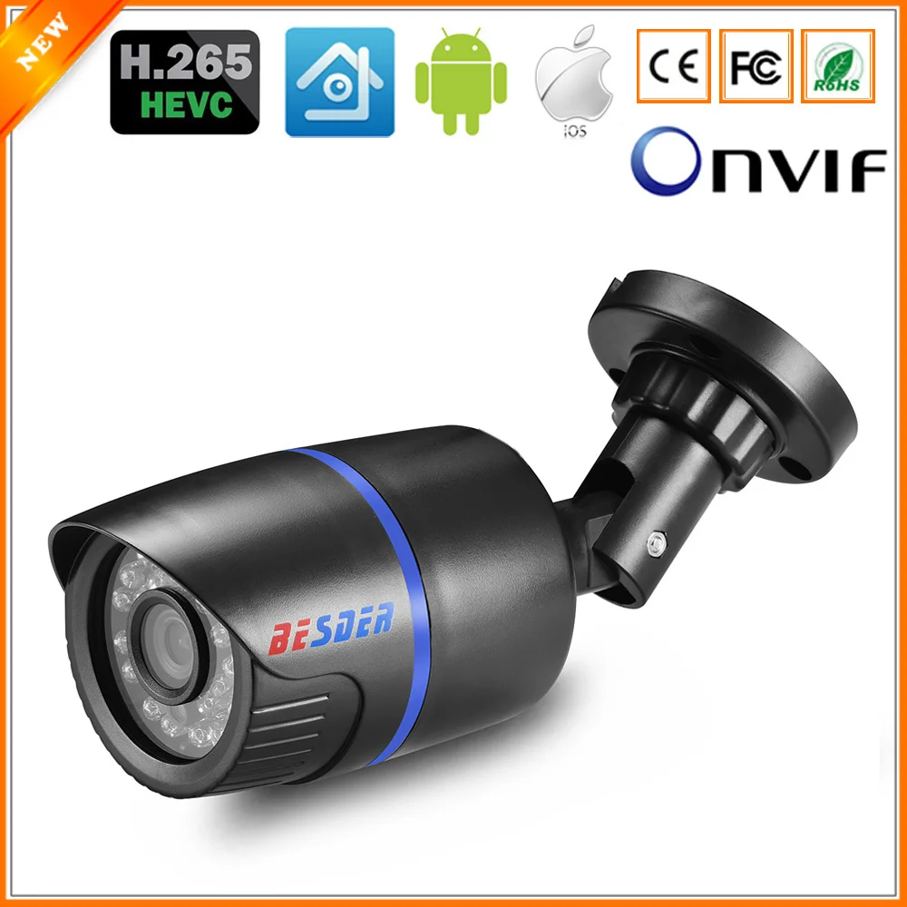 

BESDER H.265 IP POE Security Camera 5MP 3MP Waterproof Bullet Outdoor IP Camera IR Night Vision P2P Motion Alert Video Camera