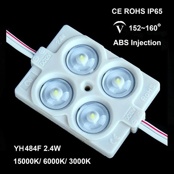 

500pcs/lot high power 2.4W SMD2835 4leds injection LED module with lens waterproof