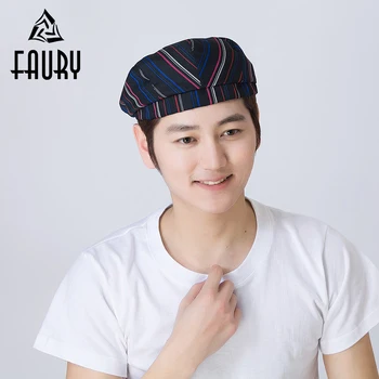

2 Colors Unisex Men Striped Chef Work Uniforms Accessories Hotel Catering Waiter Hats Forward Cap Casual Breathable Caps