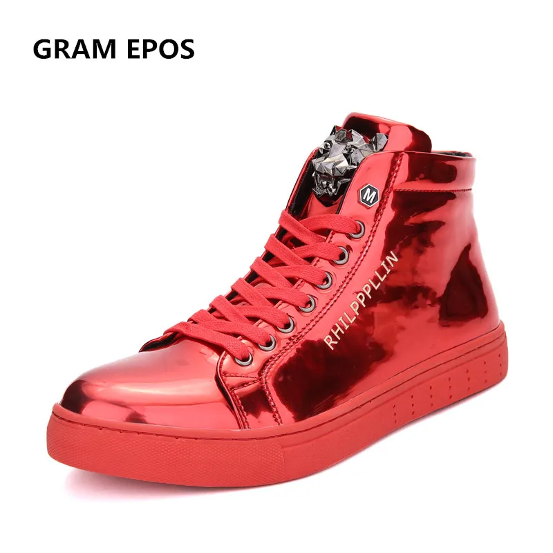 

GRAM EPOS 2018 New Spring Autumn Men red silver gold Casual Shoes Men High Tops Fashion Shoes Zapatos De Hombre Male botas
