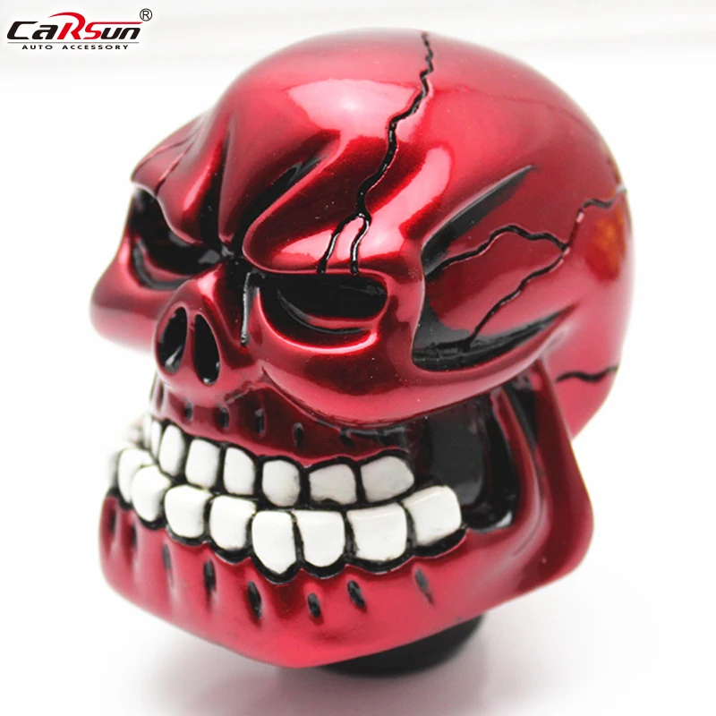 

Universal Automatic Manual Operation Car Gear Shifter Skull Shift Knob Head Red