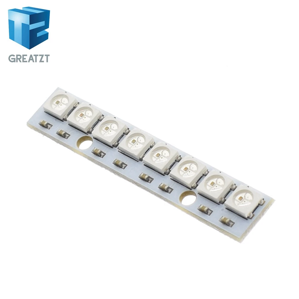 

GREATZT 1pcs Stick 8 channel WS2812 5050 RGB LED lights built-in full color-driven development board