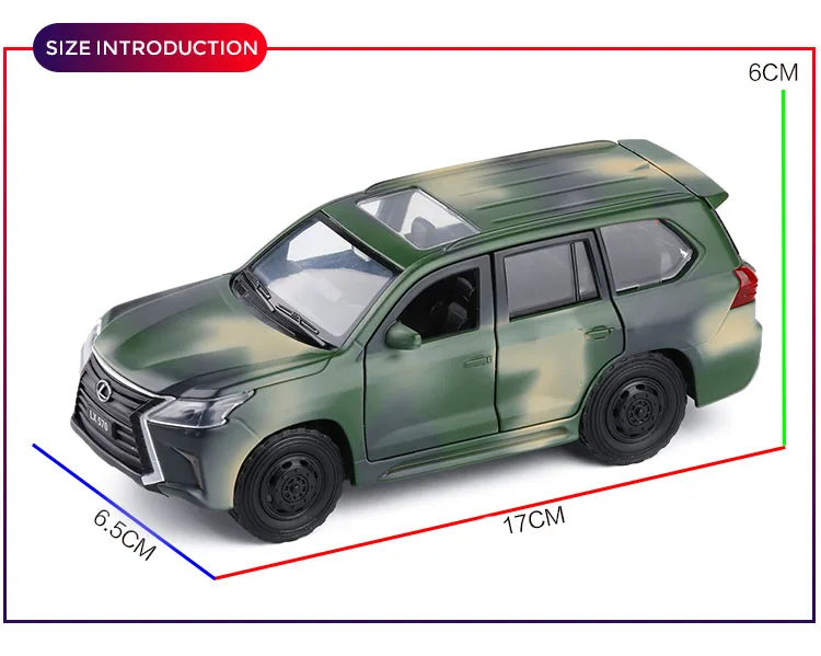 1:32 LEXUS LX570 модель внедорожника из сплава, военный внедорожник, модель автомобиля со звуком, светильник для детей, коллекция подарков