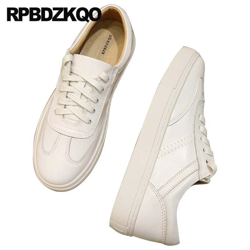 wide fit leather trainers